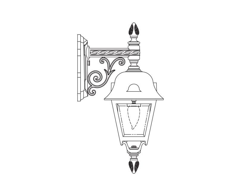Jefferson, Small, aluminum, Wall Mount, Clear glass, (1) 60W INC, 120V